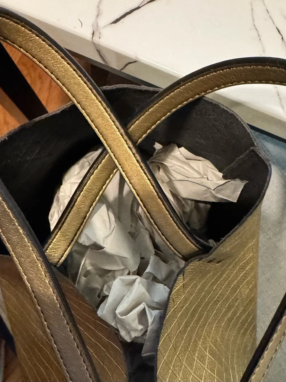 Bottega Veneta Metallic Gold Quilted Tote Bag - Women's Shoulder Bag